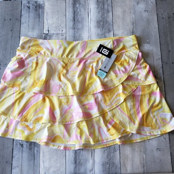 NWT - Plus Size Whirl-Print Yellow and Pink Flounce Skort – Size 2X - Picture 3 of 5